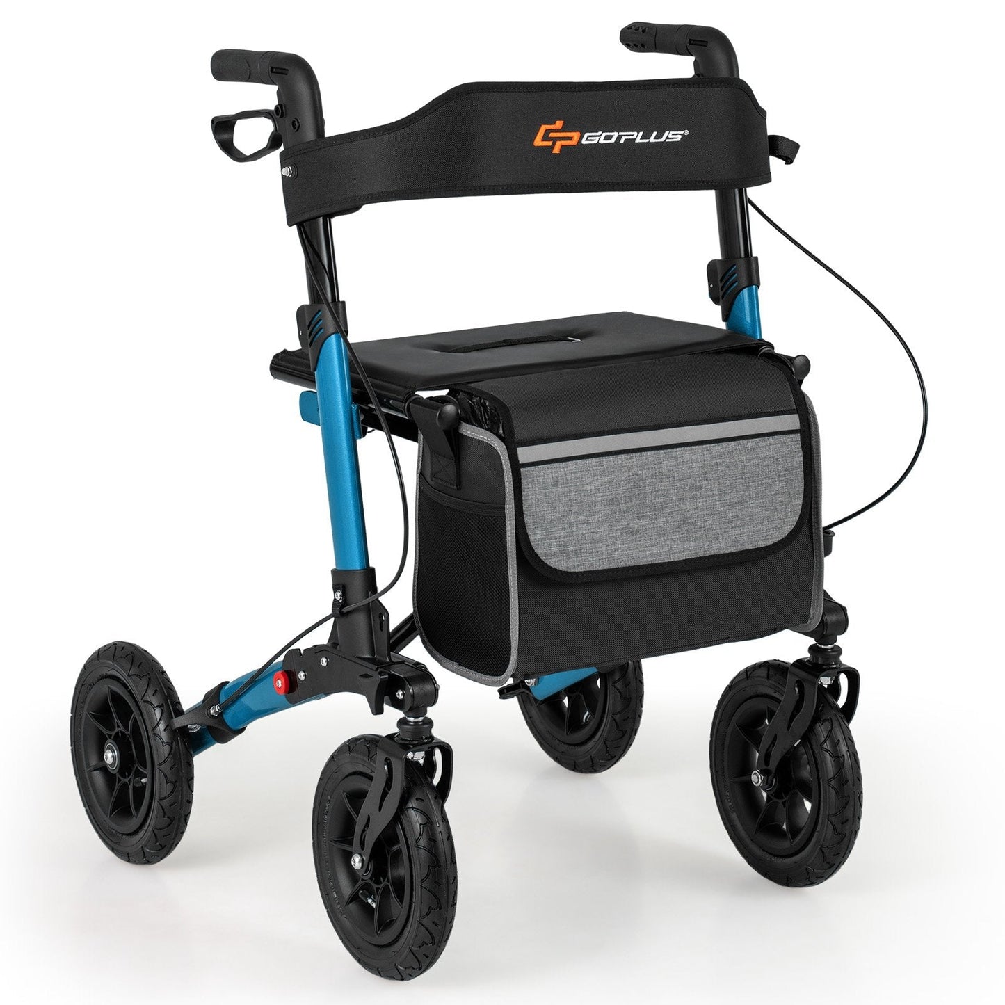 Walker for Seniors with Seat Folding Rollator Walker with Pneumatic Tires-Blue