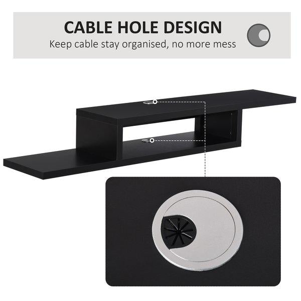 Wall Mount Media Console, Floating TV Stand, Entertainment Center Unit, - Black