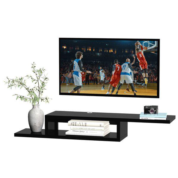 Wall Mount Media Console, Floating TV Stand, Entertainment Center Unit, - Black