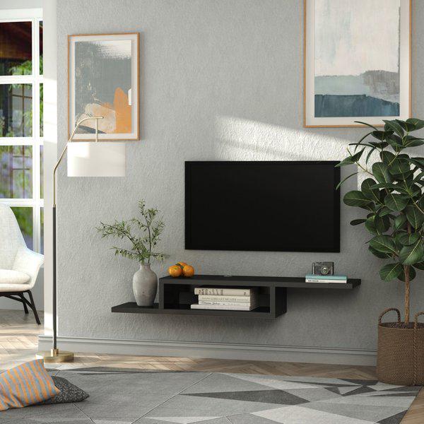 Wall Mount Media Console, Floating TV Stand, Entertainment Center Unit, - Black