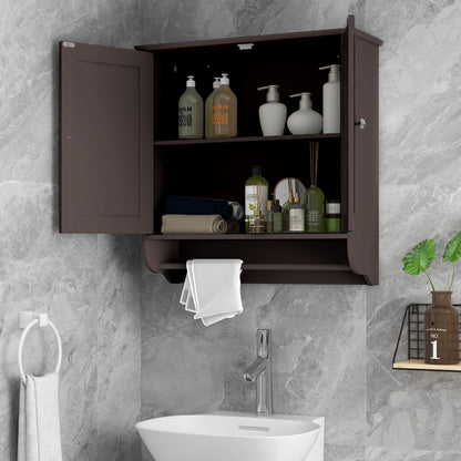 Wall Mounted Bathroom Cabinet with Adjustable Shelf-Brown