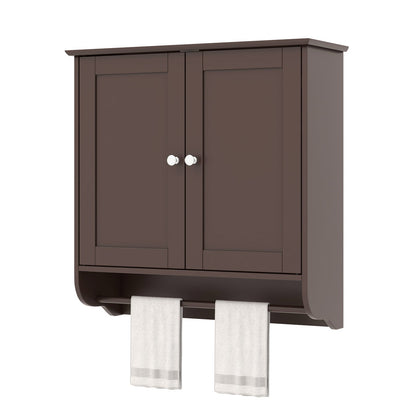 Wall Mounted Bathroom Cabinet with Adjustable Shelf-Brown