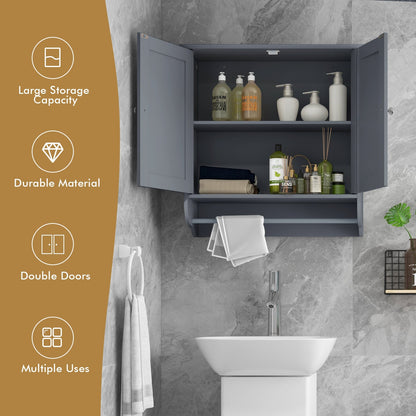 Wall Mounted Bathroom Cabinet with Adjustable Shelf-Grey