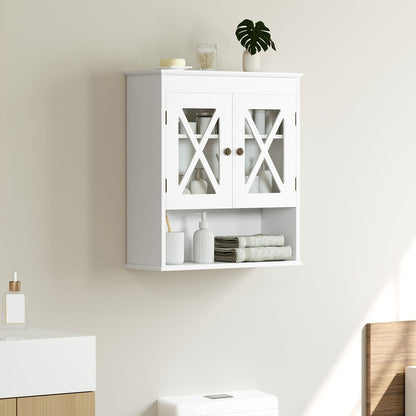 Wall Mounted Bathroom Cabinet with with 2 Acrylic Doors Medicine Cabinet-White