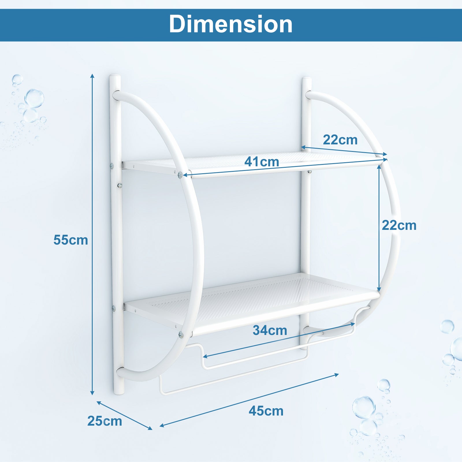Wall Mounted Bathroom Shelves with Towel Holder-White