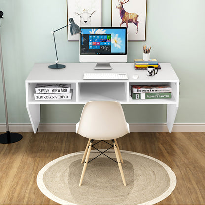 Wall Mounted Computer Desk with 3 Storage Compartments-White