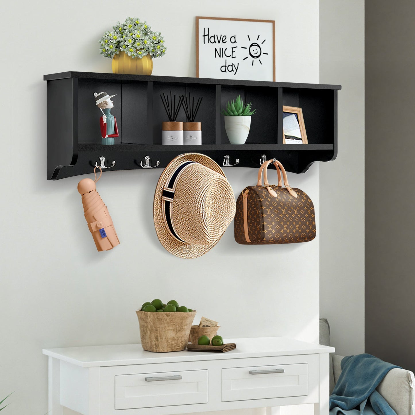 Wall-Mounted Entryway Storage Cabinet-Black