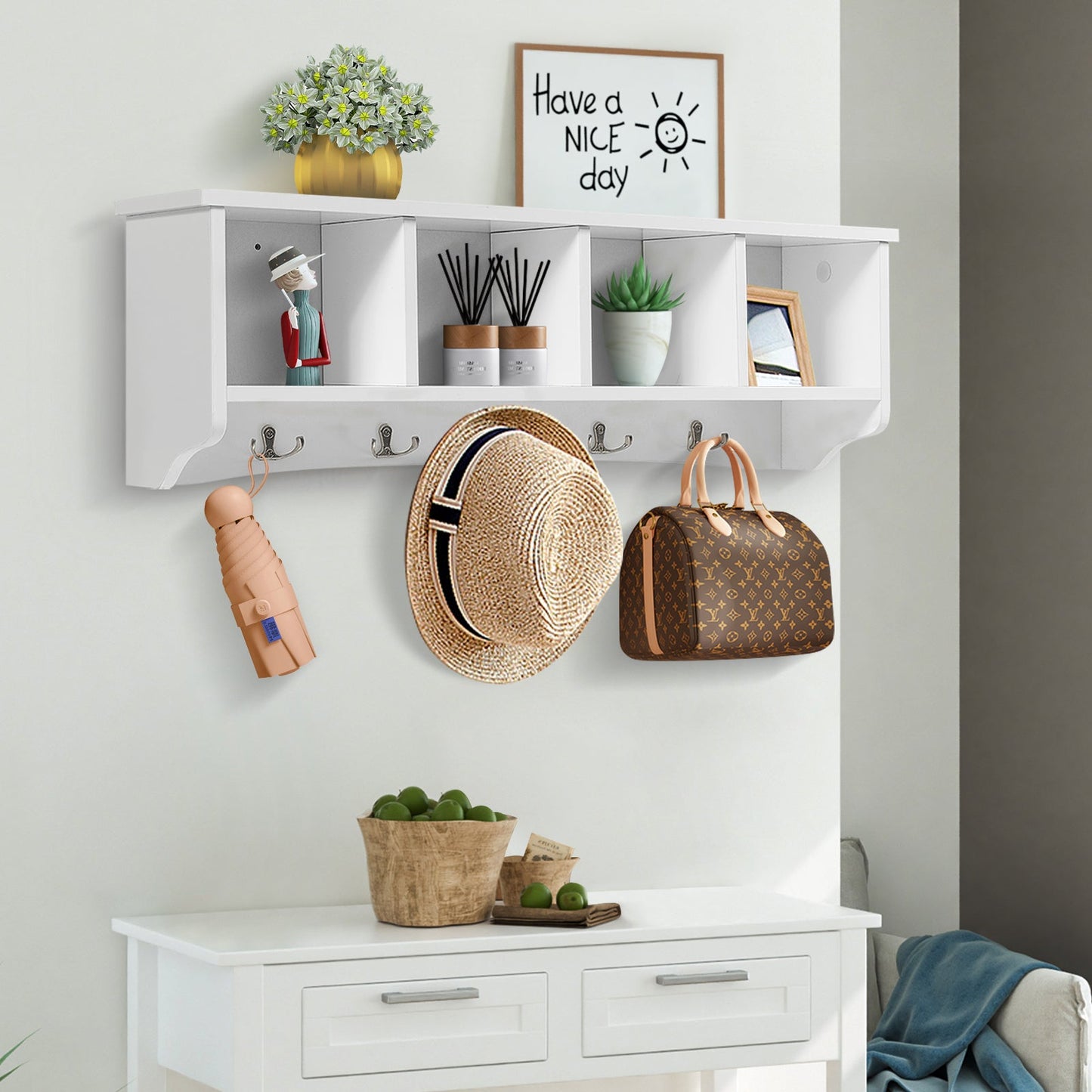Wall-Mounted Entryway Storage Cabinet-White