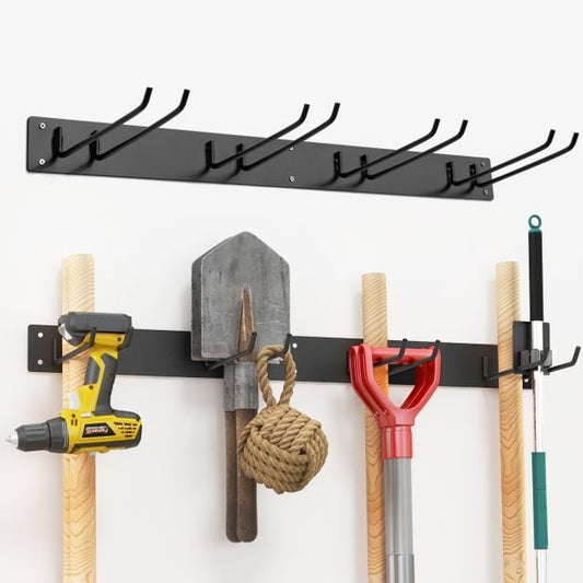 Device holder wall mount incl. 4 double hooks Garden tool holder 150 kg load capacity