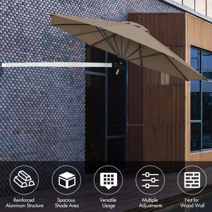 Outdoor Tilting Sunshade Umbrella with Large Shading Area-Brown