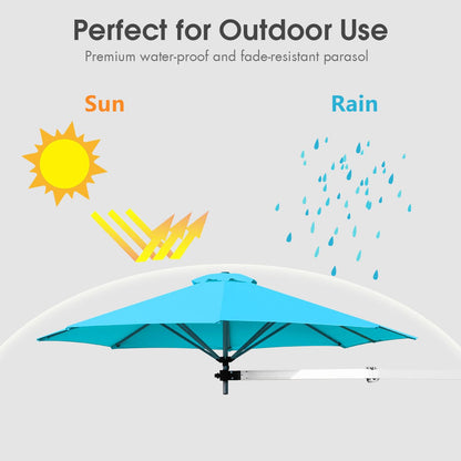 Outdoor Tilting Sunshade Umbrella with Large Shading Area-Turquoise