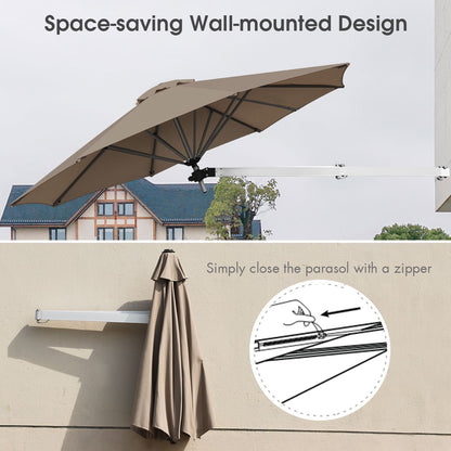 Outdoor Tilting Sunshade Umbrella with Large Shading Area-Brown