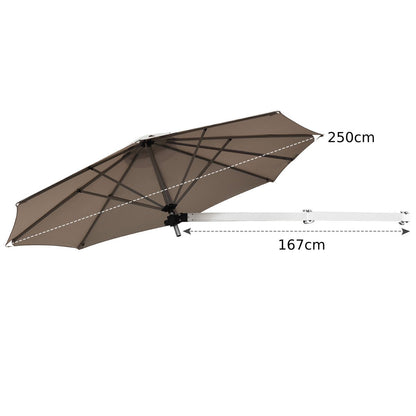 Outdoor Tilting Sunshade Umbrella with Large Shading Area-Brown