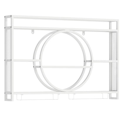 Wall Mounted Wine Rack 5-Tier Large Capacity Hanging Bar Shelf with Glass Holder-White