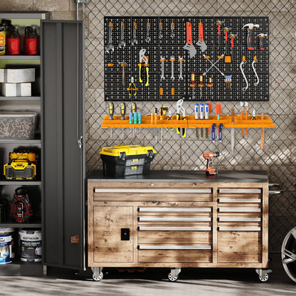 Wall Tool Storage Kit with 2 Storage Shelves and 50 Hooks