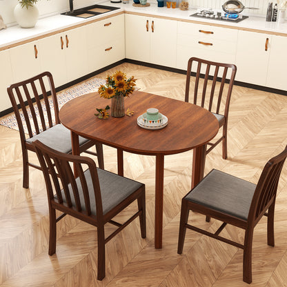 110CM Wooden Dining Table for 4-6 People Oval Kitchen Table-Walnut