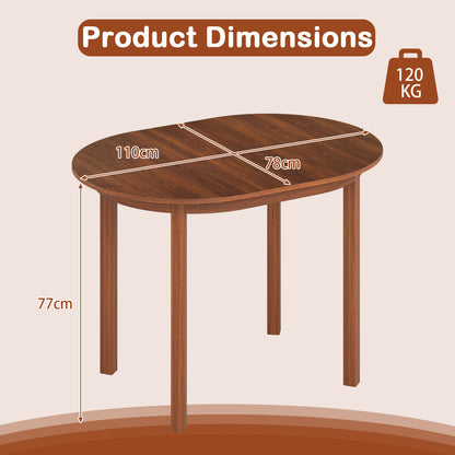 110CM Wooden Dining Table for 4-6 People Oval Kitchen Table-Walnut