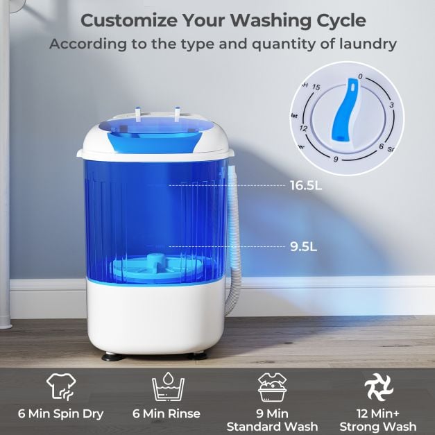 2.5 kg Capacity Portable Mini Washing Machine with Spin Tub and Drain Hose-Blue