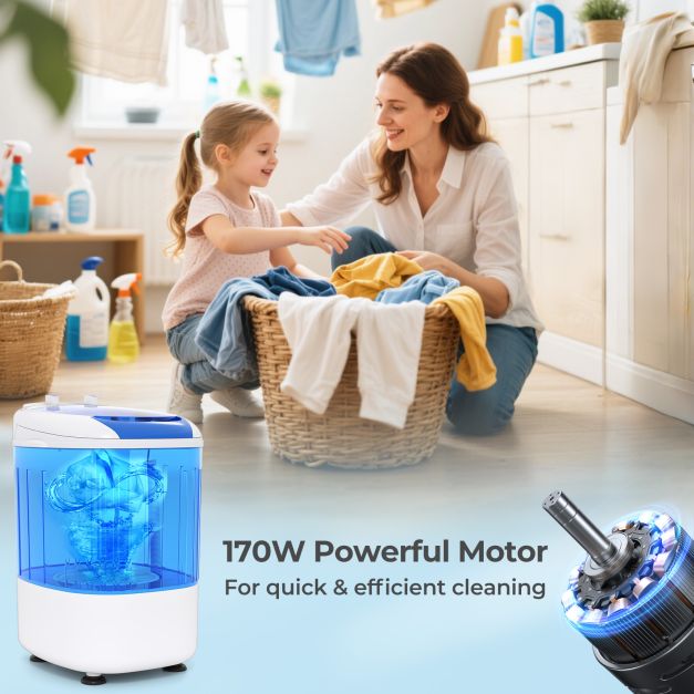 2.5 kg Capacity Portable Mini Washing Machine with Spin Tub and Drain Hose-Blue