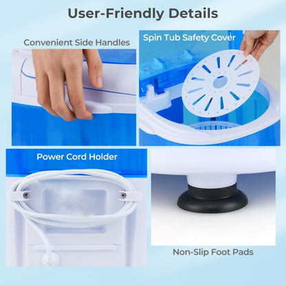 2.5 kg Capacity Portable Mini Washing Machine with Spin Tub and Drain Hose-Blue