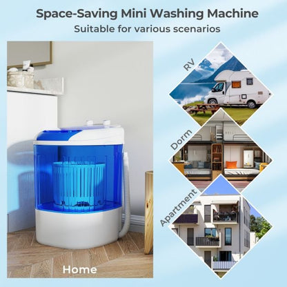 2.5 kg Capacity Portable Mini Washing Machine with Spin Tub and Drain Hose-Blue