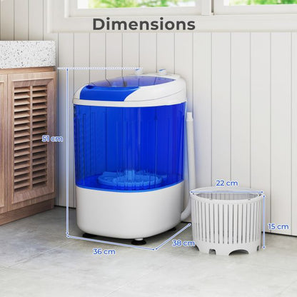2.5 kg Capacity Portable Mini Washing Machine with Spin Tub and Drain Hose-Blue