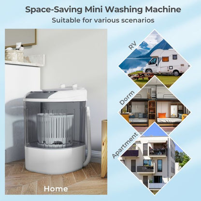 2.5 kg Capacity Portable Mini Washing Machine with Spin Tub and Drain Hose-Grey