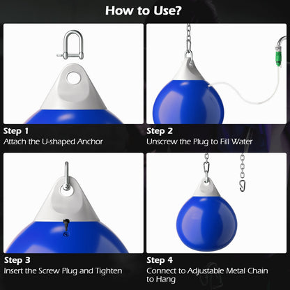 Water Punching Bag with Adjustable Metal Chain and Insurance Buckles-Blue