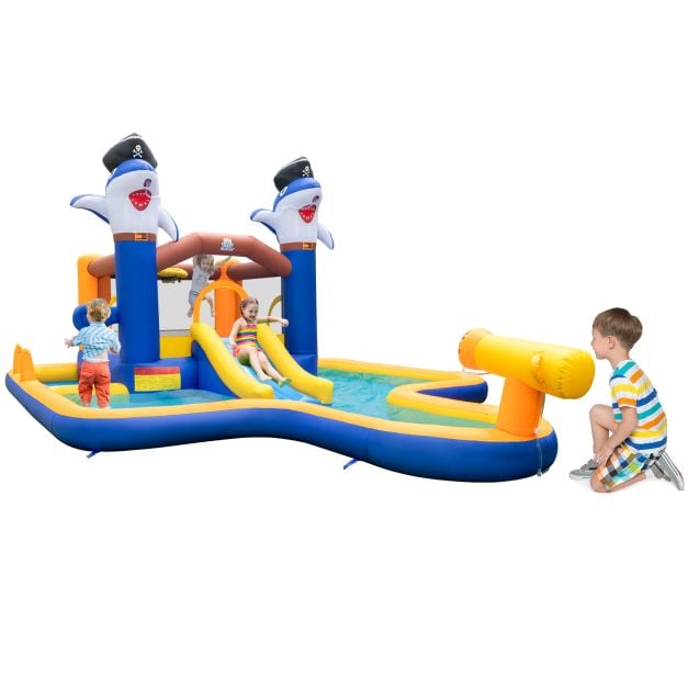 7-In-1 Water Slide Park with Splash Pool and Water Cannon without Blower