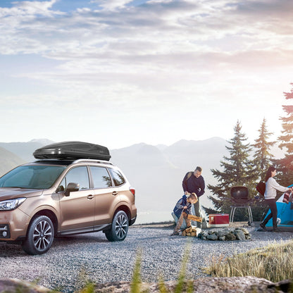 400L Car Rooftop Cargo Box with Security Keys and Dual Side Opening-Grey