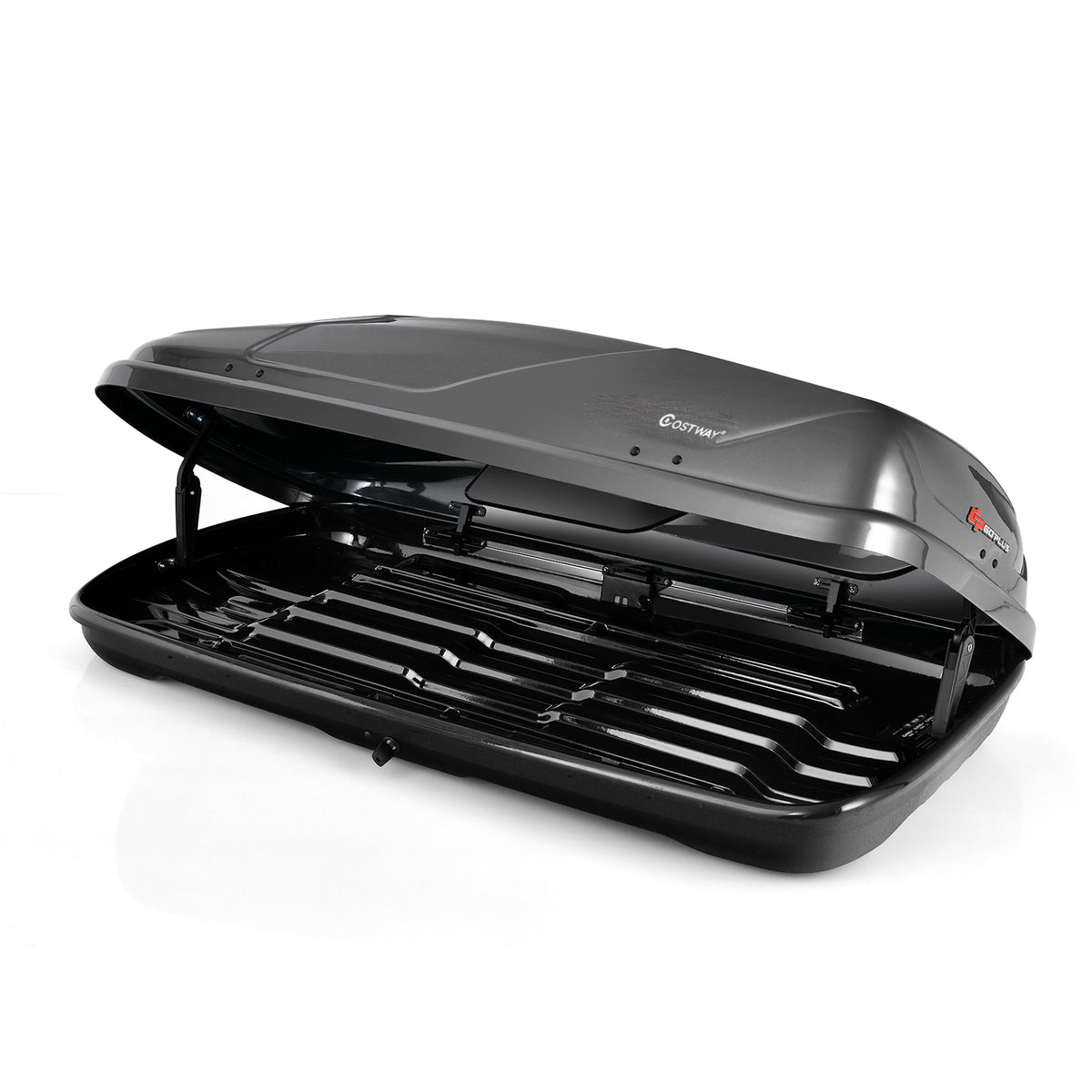 400L Car Rooftop Cargo Box with Security Keys and Dual Side Opening-Grey