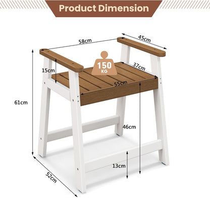 Waterproof HDPE Shower Bench with Armrests-Brown