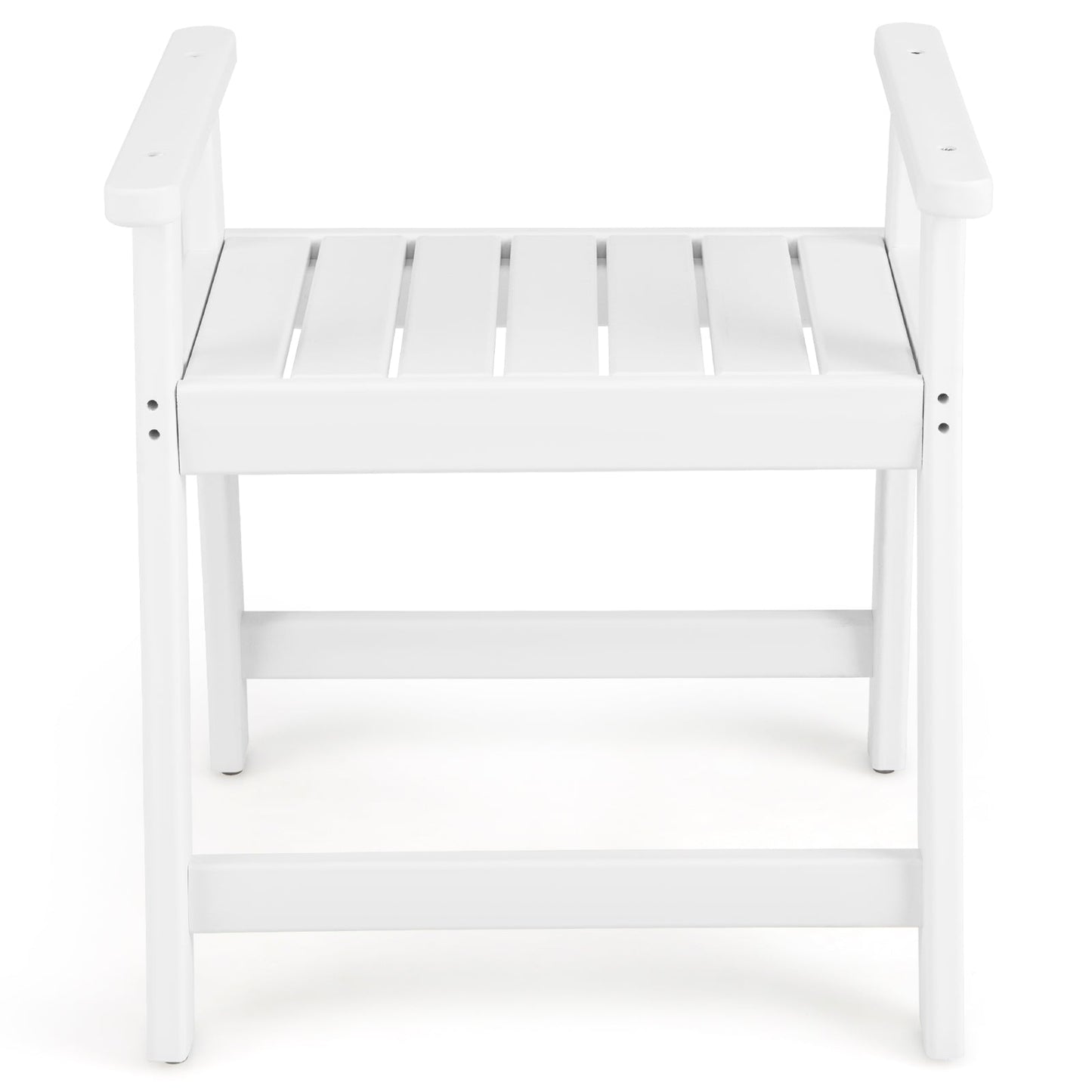 Waterproof HDPE Shower Bench with Armrests-White