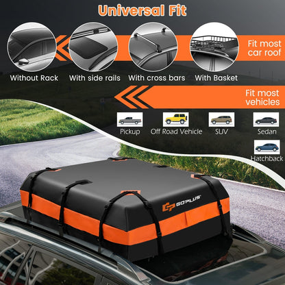 Waterproof Rooftop Luggage Bag with Non-Slip Mat and 6 Door Hooks-Orange