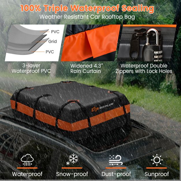 Roof luggage bag for all vehicles Roof box with 450 L capacity