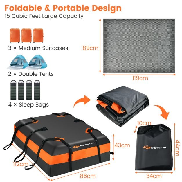 Roof luggage bag for all vehicles Roof box with 450 L capacity