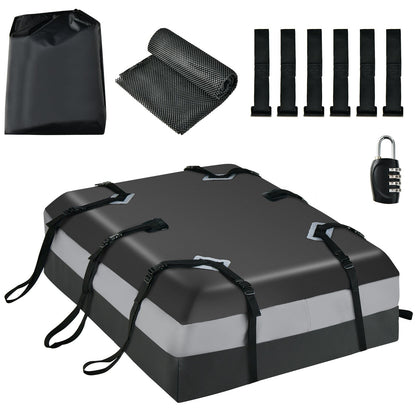 Waterproof Rooftop Luggage Bag with Non-Slip Mat and 6 Door Hooks-Grey