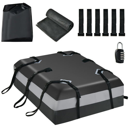 Waterproof Rooftop Luggage Bag with Non-Slip Mat and 6 Door Hooks-Grey