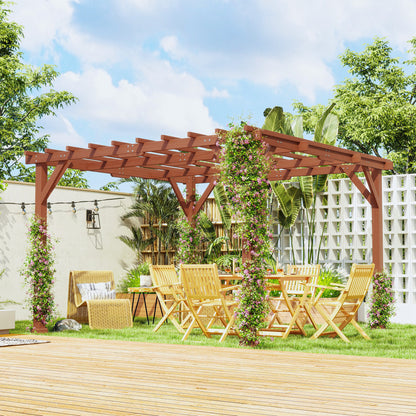 Zestaw pergoli drewnianej Outsunny 3,3 x 3,3 m, altana Graden Pergola, kratka na winorośl ze stabilną konstrukcją dla pnączy, kwiaty