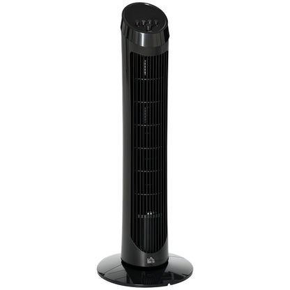HOMCOM Tower Fan for Bedroom, 30 inch, 6 m/s Powerful Velocity, Standing Floor Fan with 70° Oscillating and 3 Speeds for Home Office Indoor, Black