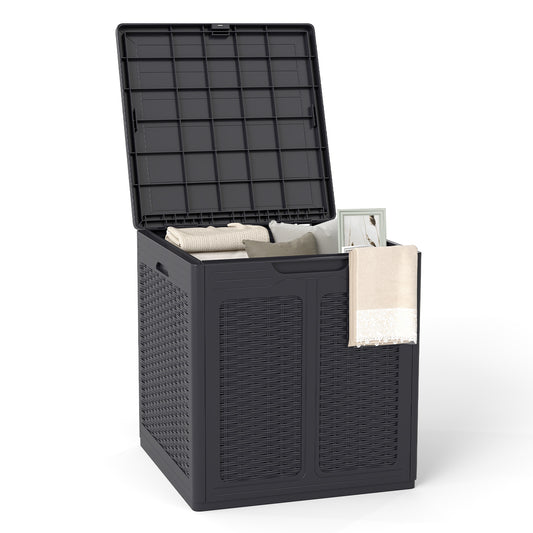 Weatherproof Patio Container with Lockable Lid for Patio-Brown