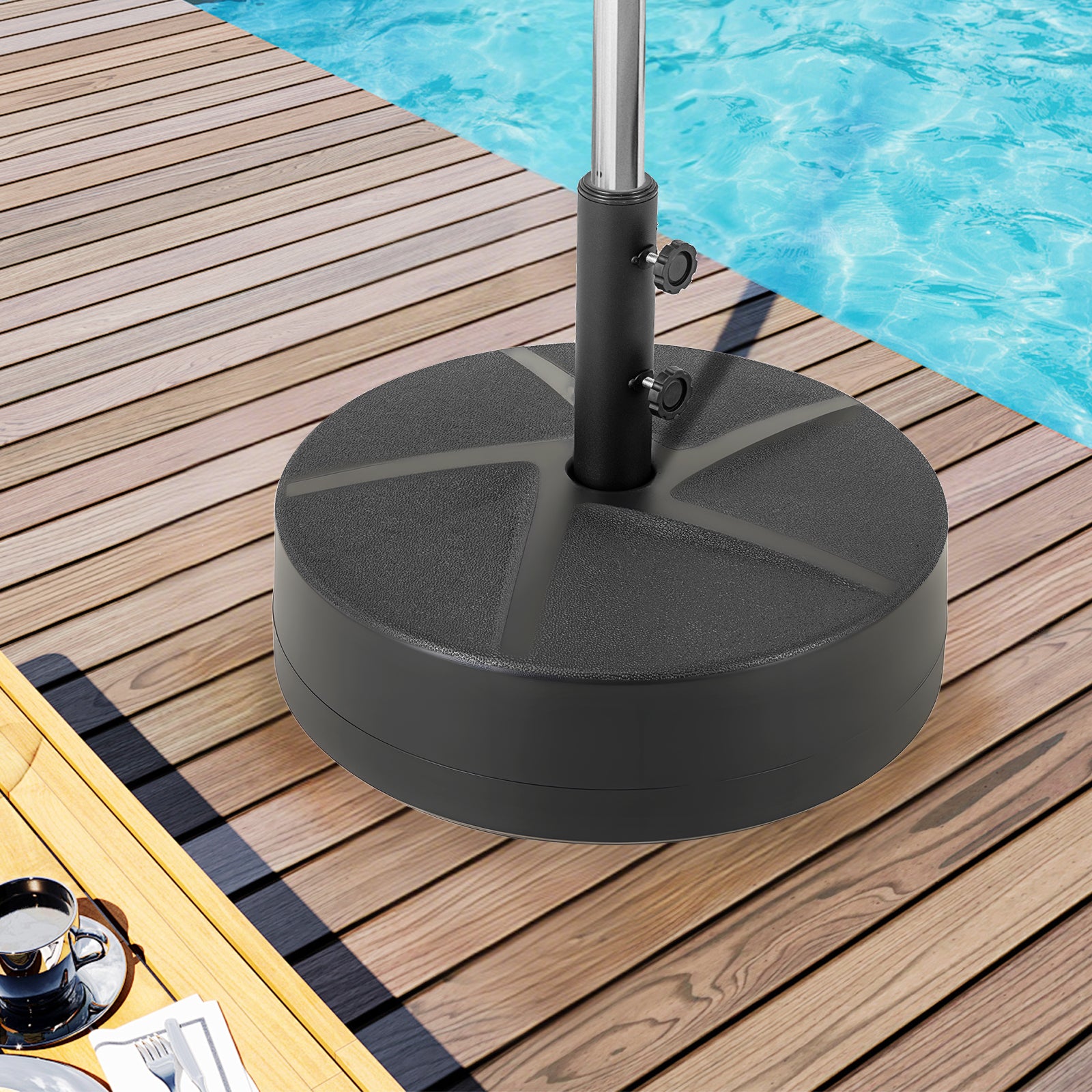 Weighted Patio Umbrella Base with 2 Adjustable Knobs for Garden-Black