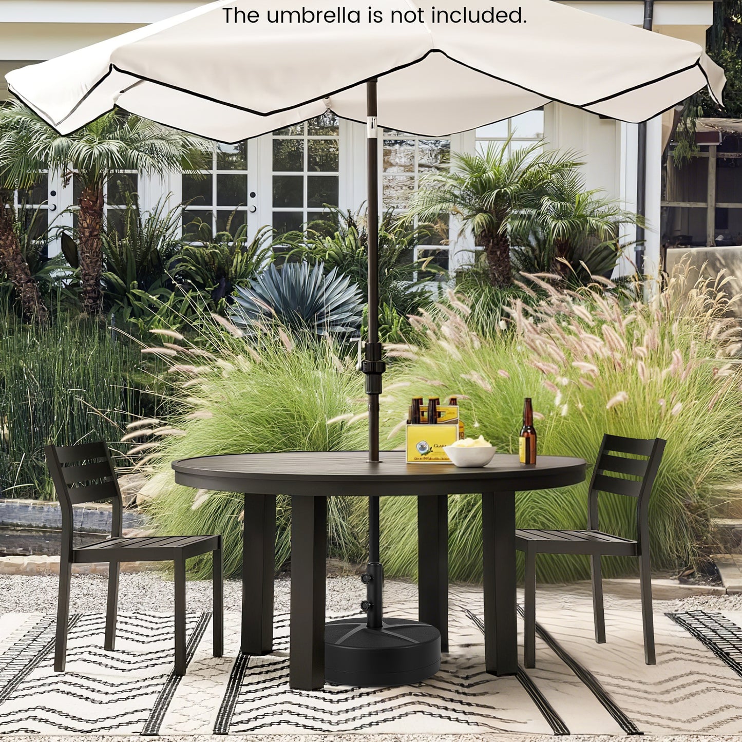 Weighted Patio Umbrella Base with 2 Adjustable Knobs for Garden-Black