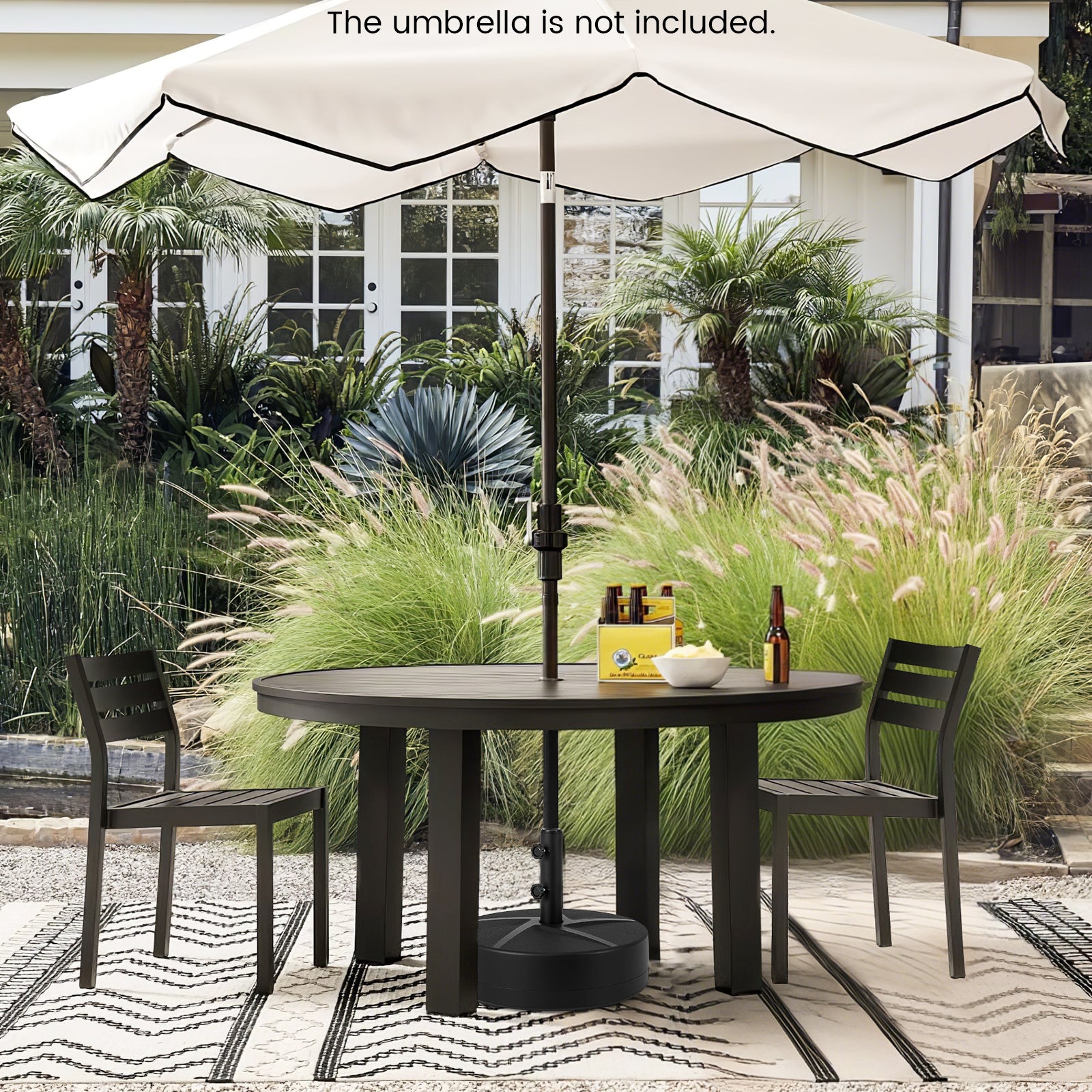 Weighted Patio Umbrella Base with 2 Adjustable Knobs for Garden-Black