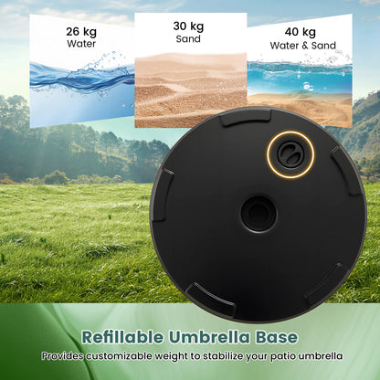 Weighted Patio Umbrella Base with 2 Adjustable Knobs for Garden-Black