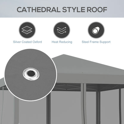 شرفة خارجية منبثقة مقاس 3 × 3 متر من Outsunny، خيمة حديقة مع شبكة جانبية شبكية قابلة للإزالة، حقيبة حمل للفناء الخلفي والأماكن الخارجية باللون الرمادي الفاتح