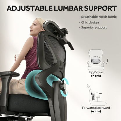 HOMCOM Ergonomiczny i regulowany fotel biurowy – czarny
