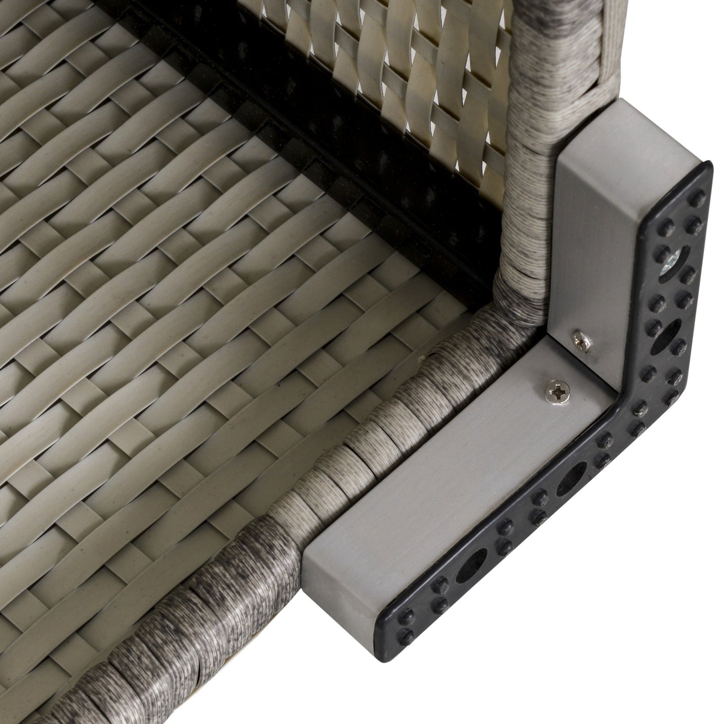 Sofa narożna Outsunny Outdoor PE Rattan, sofa ogrodowa z wikliny, pojedynczy fotel z poduszkami, jasnoszary
