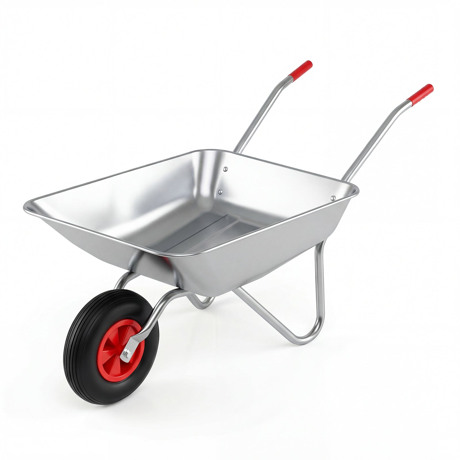 Wheelbarrow Cart 1-Wheel Garden Utility Cart with 2 Handlebars and Large Rubber Tire-Silver