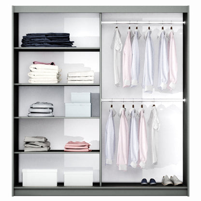 White Mirrored Sliding Door Wardrobe 200cm – FINLEY
